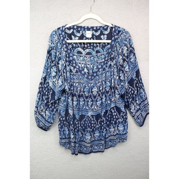 Bila 3/4 Balloon Sleeve Gauzy Top-Size XL-Boho-Hippie - Picture 1 of 10